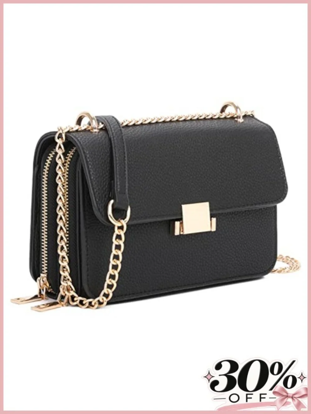 PU Leather Square Shoulder Bag Chain Strap Crossbody Evening Satchel